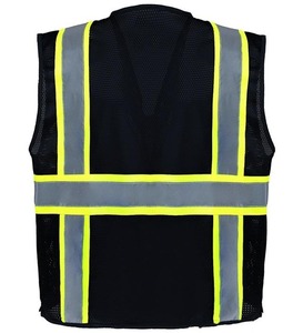 Chaleco DE SEGURIDAD DE marca OEM para hombre y mujer, poliéster reflectante negro con cremallera frontal, transpirable para deportes al aire libre - Product Image 2