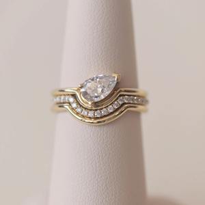 พรีเมี่ยมลูกแพร์ตัดในห้องปฏิบัติการเติบโตเพชรหมั้นแหวนทอง18K เครื่องประดับเจ้าสาวที่สง่างามสำหรับผู้หญิงออกแบบทันสมัยโดยตรงผู้ผลิต - Product Image 2