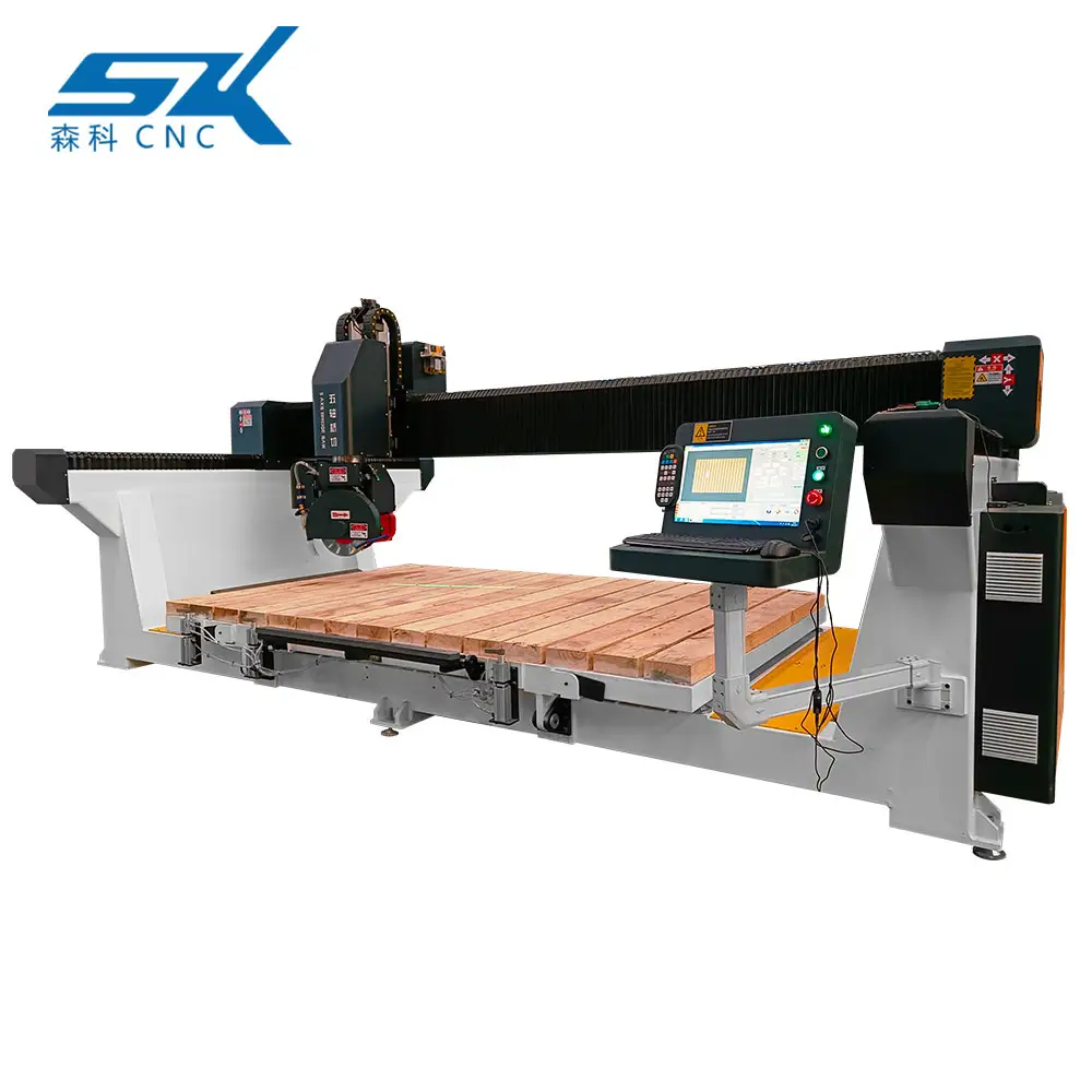 5 axis waterjet granite bridge saw carving cutter edge machine with milling cutter