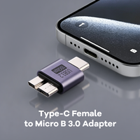 Konverter Adaptor Data Plug and Play USB Tipe-C ke Micro B Berkecepatan Tinggi 10Gbps dari Paduan Aluminium Universal