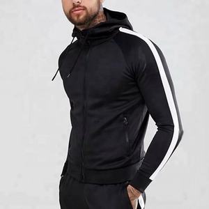 100% Polyester hommes fermeture éclair survêtement Logo personnalisé Jogging unisexe panneau survêtement pantalons de survêtement et sweats à capuche ensemble pour hommes - Product Image 3