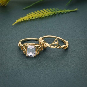 แหวนหมั้นเพชรเพาะเลี้ยง VVS รับรองโดย IGI รุ่นลิมิเต็ดอิดิชั่น ลายเซลติก พร้อมชุดเครื่องประดับทอง 14k ราคาประหยัด - Product Image 4