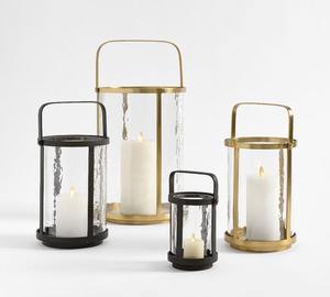 Farol de metal con recubrimiento en polvo, farol de vidrio con marco de hierro, farol resistente al óxido, farol de metal hecho a mano, farol contemporáneo - Product Image 1