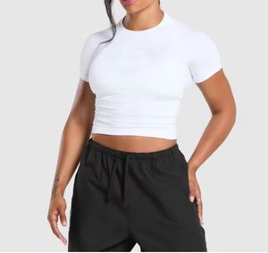 Custom Silk Screen Printed Design Crewneck <b>Mock</b> <b>Neck</b> Slim Fit Crop <b>Top</b> T Shirt Plus Size Blank Solid Color Sexy Women T-Shirts - Product Image 3