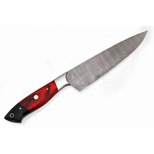 Vente en gros OEM de haute qualité à bas prix Logo personnalisé 100% Couteau de chef de cuisine à lame tranchante en damas de qualité supérieure avec housse en cuir - Product Image 2