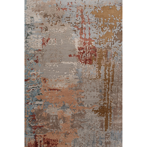 Alfombra Kavi Gris y Negra Anudada a Mano de Lana y Seda de Bambú con Patrón Abstracto para Sala de Estar o Pasillo, Tamaño 9x12 - Esk-439 - Product Image 3