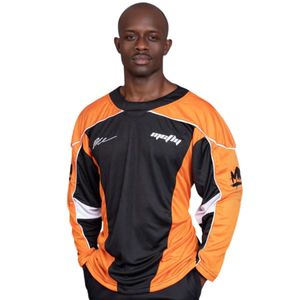 Maillot de hockey orange et noir pour hommes, manches longues, respirant, en polyester, haut d'entraînement, vêtements de sport décontractés, vêtements de sport unisexes, streetwear athlétique - Product Image 1
