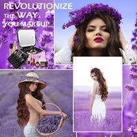 Sac de maquillage portable pliable personnalisé M28, imperméable, en plastique, avec miroir de maquillage à LED 3 couleurs