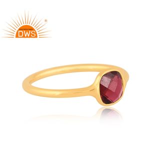 แหวนพลอยโกเมนธรรมชาติชุบทอง18K แหวนวางซ้อนกันได้เครื่องประดับแบบละเอียด - Product Image 2