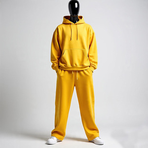Ropa de diseño personalizado Streetwear pantalones de chándal y sudaderas con capucha conjunto de chándales de gran tamaño Unisex hombres pantalones de chándal de peso pesado conjunto Suelto - Product Image 3