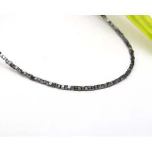 Collier en argent 925 avec perles cubiques de 1,5 à 2,5 mm, motif géométrique fantaisie à facettes, 16 pouces, diamant noir - Product Image 5