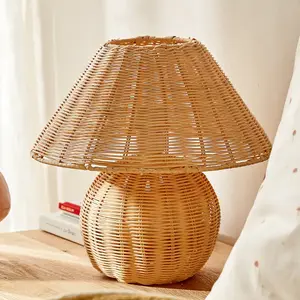 Lampada decorativa per lampada da tavolo in rattan intrecciato naturale di alta qualità unica per scrivania miglior prezzo produttore Vietnam