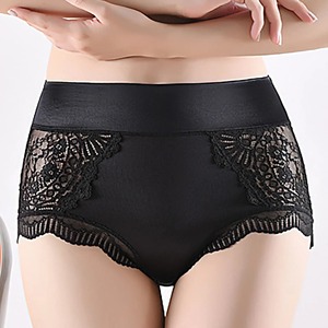 Bragas de algodón de encaje sin costuras para mujer, ropa interior elástica de talla grande para mujer, lencería de encaje transpirable sin rastro Sexy para mujer - Product Image 3