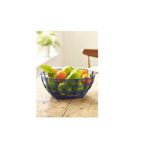 Modern <b>Blue</b> Metal Wire Fruit Basket for Kitchen Countertop Decorative Mesh Vegetable <b>Storage</b> Bowl Hollow Design for Home & Hotel - Product Image 1