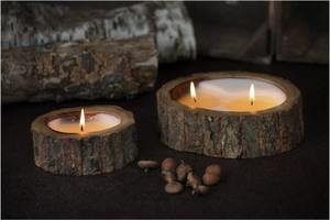 Bougie aromathérapeutique de style Noël en gros, faite à la main, bol en bois créatif, bougeoir irrégulier, lanternes cadeaux, pots à bougies - Product Image 2