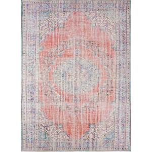 Alfombra de Lana Anudada a Mano de Gran Tamaño, Diseño de Medallón Rojo y Naranja, para Sala de Estar, Pasillo Rectangular, Modelo Pae-2414 - Product Image 1