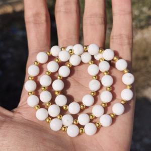 Natural White Onyx Beaded <b>Necklace</b> 8mm Round Smooth Onyx Jewelry Minimalist Wedding Gemstone <b>Necklace</b> Gift - Product Image 1
