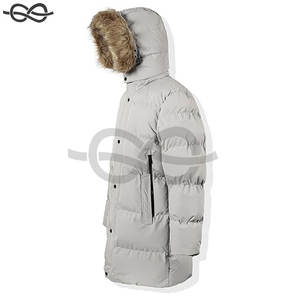 Chaqueta Parka cálida con capucha de invierno de longitud media para hombre con ribete de piel sintética extraíble Abrigo de hombre elegante y duradero para clima frío - Product Image 5