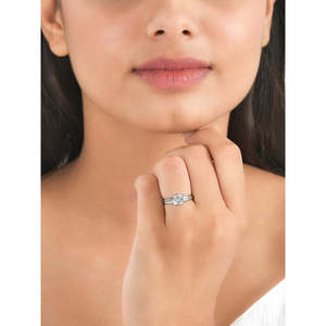 Anillo de compromiso Vintage romántico certificado IGI para mujer, aspecto de diamante, corte Marquesa, oro amarillo, blanco, chapado en rodio, anillos finos - Product Image 1