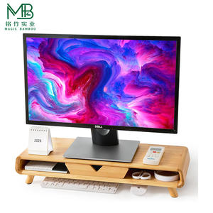 Soporte de Monitor de Escritorio Multifuncional de Bambú <span class=keywords><strong>con</strong></span> Cajón para Oficina, Venta al Por Mayor - Product Image 1
