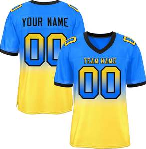 Numéro de nom personnalisé Maillot de football américain Tissu de performance à séchage rapide de qualité professionnelle Manches courtes rayées Caractéristique de taille supérieure - Product Image 3