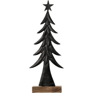 Wholesale Modern Black Matte Cast Iron <b>Christmas</b> Tree Decoration With Wood Base Metal Tabletop Decor Sculpture For Home Use - Product Image 1
