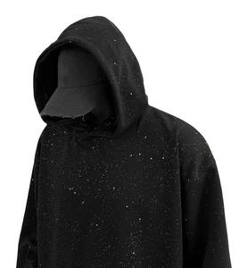 Sweat à capuche pour hommes 400GSM Heavyweight Fleece avec logo personnalisé Superbe pull à capuche entièrement recouvert de strass vierge avec cordon de serrage - Product Image 3