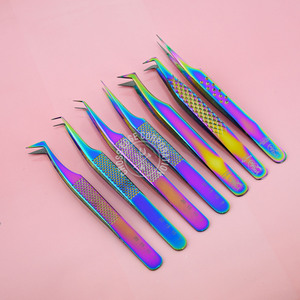 Pince à épiler classique à pointe en fibre, coudée à 45 degrés, avec poignée souple, outil d'extension de cils, préhension de précision parfaite, la mieux notée - Product Image 1