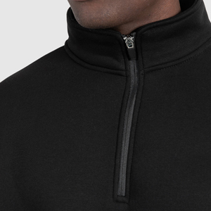 Usine personnalisé hommes surdimensionné pull thermique solide motif col montant demi fermeture éclair lavé à l'acide sweat coton polaire hiver - Product Image 5
