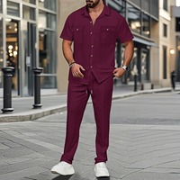 2025 deux pièces ensembles hommes tenue écologique 100% coton été chaud tricoté survêtement pulls pull décontracté large pantalon costumes