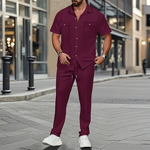 2025 conjuntos de dos piezas para hombre, traje ecológico 100% algodón verano cálido de punto, chándal, jerséis, suéter, Pantalones anchos informales, trajes - Product Image 4