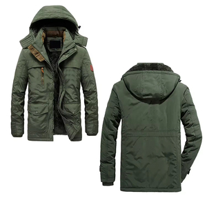 Parka matelassée en toile enduite résistante à capuche et col montant pour homme, veste d'hiver avec fabrication en gros personnalisée - Product Image 6