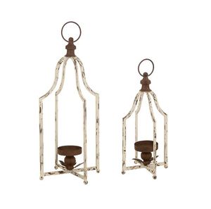 Juego de dos portavelas de hierro para decoración del hogar, conjunto de faroles de alta calidad hechos en la India para Hotel, restaurante, oficina de boda, venta al por mayor - Product Image 1