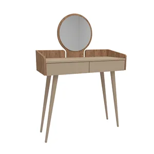 Burim-tocador de maquillaje con espejo, mesa de tocador color Beige, pino Atlántico