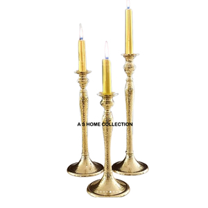 Candelabro DE BODA dorado de 5 brazos, candelabro de Metal grande moderno con mesa rústica votiva de cristal de lujo, centro de mesa impresionante - Product Image 2