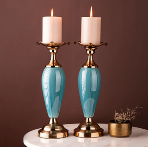 Christmas Home Decoration Antique Candlestick Holders <b>Taper</b> Brass Metal <b>Candle</b> Holder Gold Wholesale Manufacturer Supplier - Product Image 3