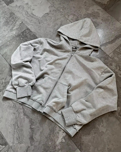 Sweat à capuche zippé vintage surdimensionné pour homme, en molleton épais 100 % coton respirant, avec logo personnalisé de haute qualité et strass en cristal diamant - Product Image 4