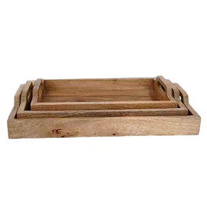 <b>Large</b> Size Modern Design Polished Rectangle Wood Serving <b>Tray</b> Easy to Clean Handmade with Decorative Hole Handle Crescent Crafts - Product Image 3
