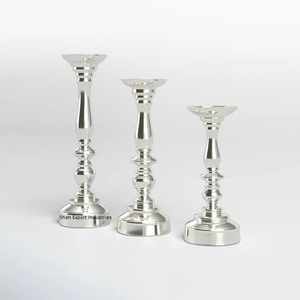 Bougeoir de pilier en aluminium chic bougeoir de luxe nickelé brillant pour la maison et le décor de table de noël - Product Image 5