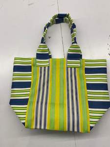 กระเป๋าชายหาดแบบสานมือจากพลาสติกไนลอนรีไซเคิล PP ลายทาง เป็นมิตรกับสิ่งแวดล้อม ใช้ซ้ำได้ ยั่งยืน พร้อมซิปเชือก ขายส่ง - Product Image 2