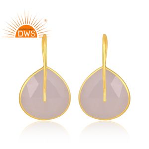 Pendientes colgantes de piedras preciosas de calcedonia blanca Natural de plata de ley más vendidos, joyería personalizada para mujer, regalo para ella - Product Image 4