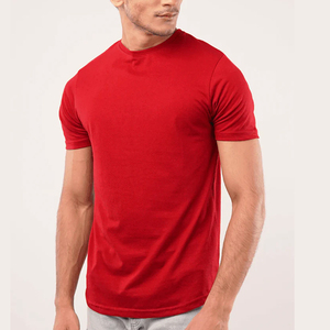 T-shirt décontracté pour hommes, mode estivale, manches courtes, col rond, couleur unie, motif imprimé, tissu en jersey, poids 240 grammes - Product Image 4