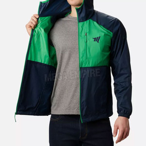 Chaqueta cortavientos ligera de invierno para hombre, alta calidad, dos tonos, cremallera, cuello levantado, logotipo frontal, servicio OEM disponible - Product Image 5