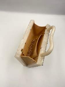 กระเป๋าคลัทช์ทรงสี่เหลี่ยมผืนผ้าทำจากเรซิ่นตกแต่งด้วยหินและสายสะพายโซ่ กระเป๋าออกงานสำหรับผู้หญิงที่ทนทาน - Product Image 5