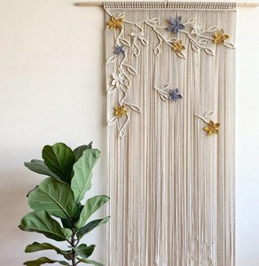 Macrame Door <b>Curtain</b>, Long Doorway <b>Curtain</b>, Macrame Leaf Wall Hanging, Macrame <b>Window</b> <b>Curtain</b> - Product Image 1