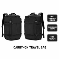 Mochila de Viaje de 28L, Impermeable, de Poliéster, con Cierre, Bolsa de Fin de Semana con Compartimento Independiente para Zapatos y Bolsillo Frontal de Almacenamiento