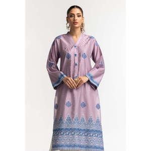 Camisa Jacquard Morada Khadi para Mujer con Decoración de Encaje Bordado, Tallas XL, Blusa de Oficina, Chifón, Popelina, Lino; Temporada de Otoño - Product Image 1