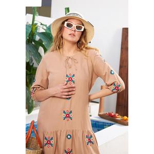Robe en fourrure de vison authentique brodée, taille plus - Product Image 2