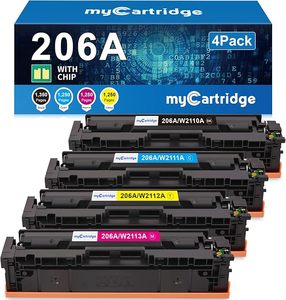 Cartouches de toner 206A, lot de 4 (avec puce), remplacement compatible pour HP 206A 206X pour Color LaserJet Pro MFP M283fdw - Product Image 1