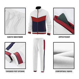 ชุดกีฬาผ้าฝ้าย2ชิ้นสำหรับผู้ชายชุดวิ่งจ๊อกกิ้งผ้าฟลีซโอเวอร์ไซส์แบบมีซิป - Product Image 4